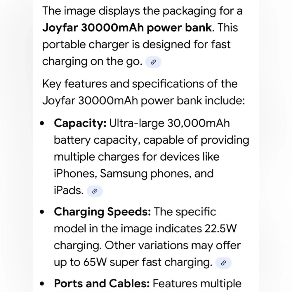 White Power Bank 30000mAh